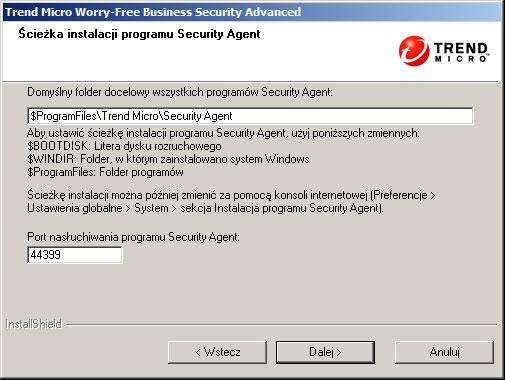 Instalowanie programu Security Server Po zainstalowaniu serwera Security Server należy zainstalować program Security Agent na komputerach klienckich w sieci.