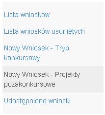 składanie wniosków w trybie pozakonkursowym?