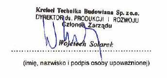 Instytut Techniki Budowlanej w Warszawie jednostka notyfikowana nr 1488, raport z badań nr LT-110/05/01 Deklaruję z pełną