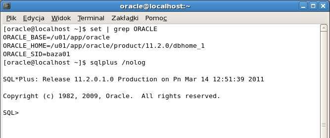 instancji Oracle.