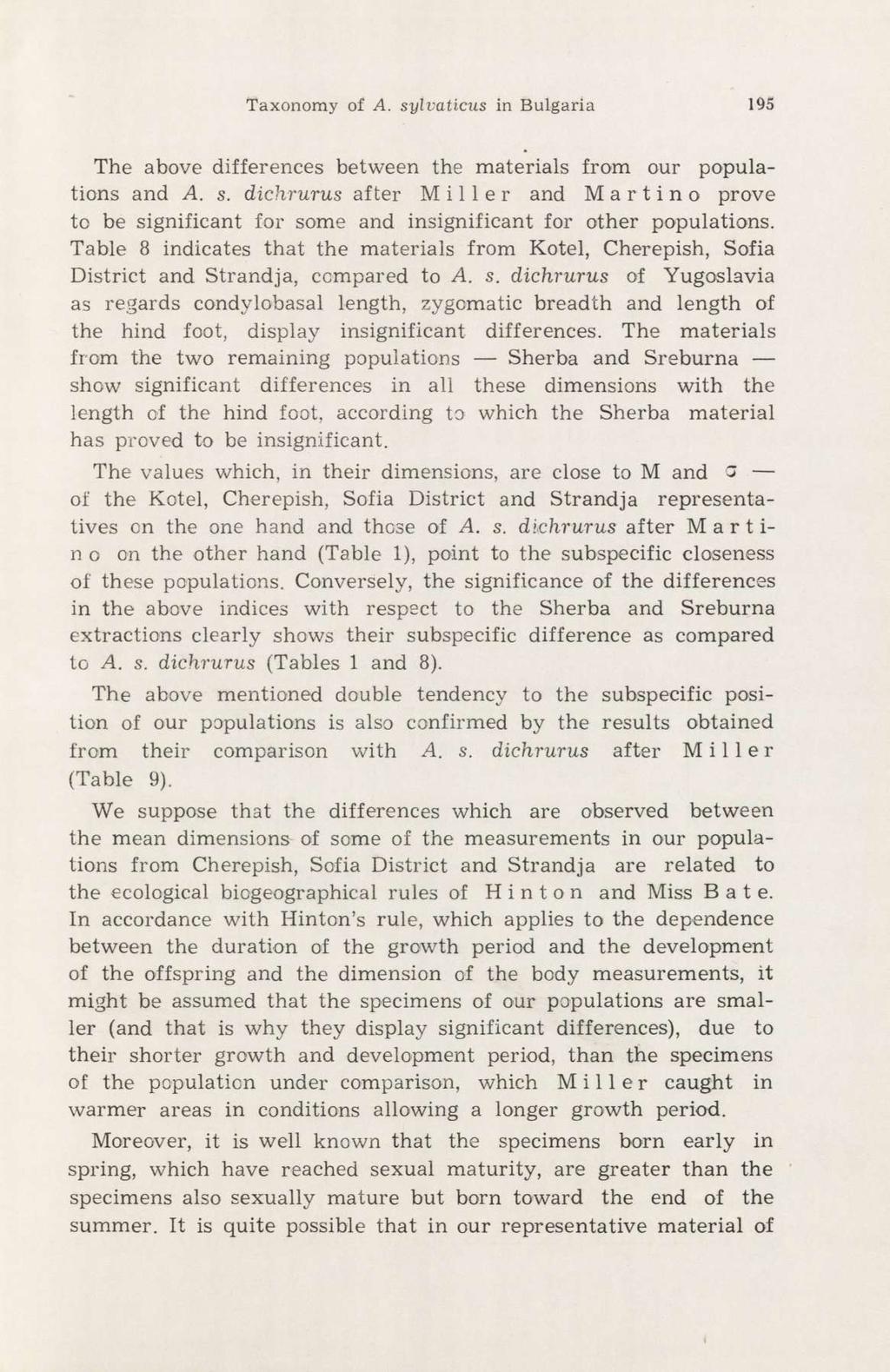 Txnmy f A. sylvcticus in Bulgri 195 The bve differences between the mterils frm ur ppultins nd A. s. dichrurus fter Miller nd M r t i n prve t be significnt fr sme nd insignificnt fr ther ppultins.