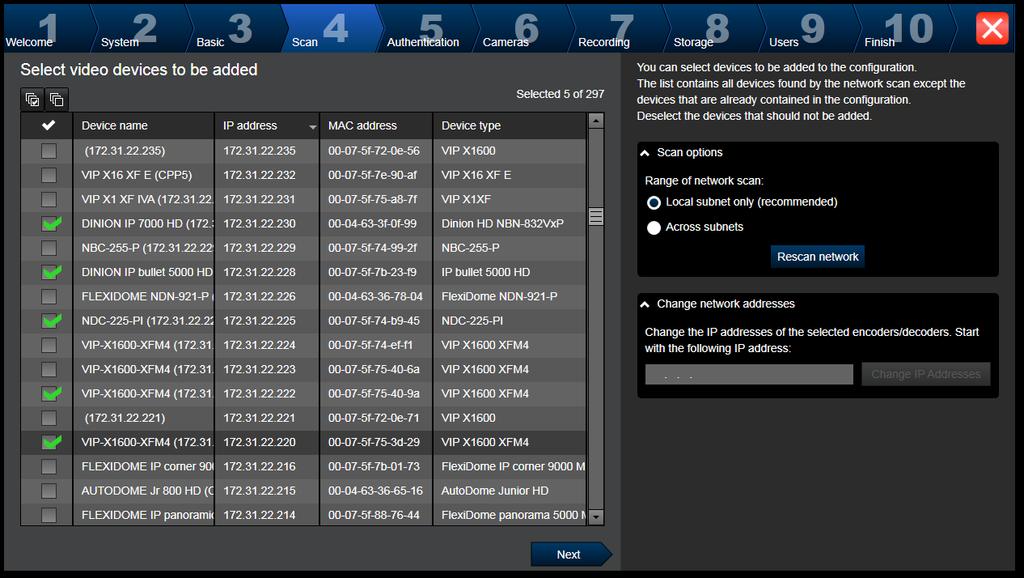 Bosch Video Management System Rozpoczęcie pracy pl 91 Strona Scan Uwaga: Skanowanie w poszukiwaniu urządzeń może trochę potrwać. Skanowanie można anulować.