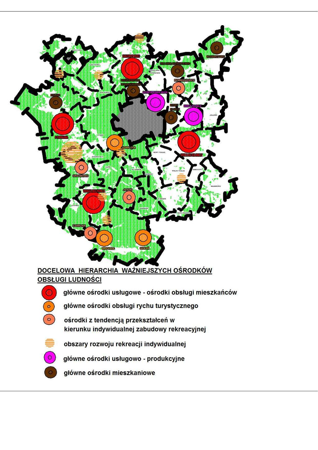 4.2 Kierunki zmian w przeznaczeniu terenów projektowane w studium, w tym tereny rozwojowe gminy W zakresie głównych kierunków zmian w strukturze przestrzennej gminy wyznacza się w studium generalne