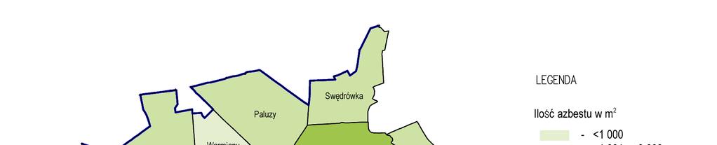 3.4.4. Gmina Miejska Górowo Iławeckie Rys. 9. Rozmieszczenie wyrobów zawierających azbest na terenie gminy Bisztynek.