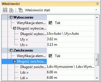 W oknie właściwości wybranych elementów żelbetowych (słupów) można sprawdzić krzywe interakcji w odniesieniu do przyjętych parametrów zbrojenia.