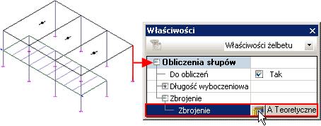 Wartości wyników są wyświetlane w legendzie. Przykład: Podgląd wyników zbrojenia dla słupa 1.