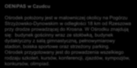 Dobra lokalizacja oraz infrastruktura stwarzają dogodne warunki do organizowania kursów, warsztatów, szkoleń, konferencji, olimpiad oraz wypoczynku.