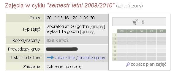 Rysunek 15: Lista protokołów Następnie należy kliknąć na [grupy] lub zobacz listę/przepisz grupy (rys. 16).