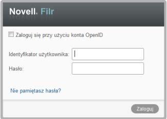 3 (Warunkowo) Jeśli w danej witrynie Filr został włączony dostęp dla gości, możesz kliknąć opcję Wejdź jako gość w oknie dialogowym logowania, aby zalogować się w witrynie Filr jako gość.