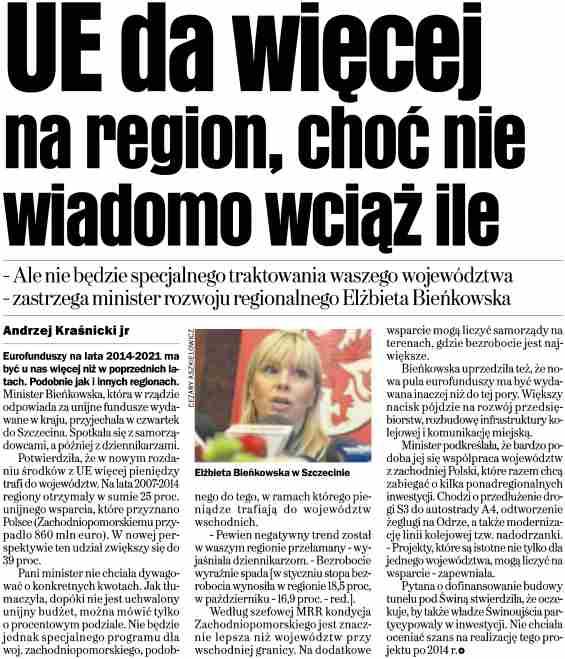 Gazeta Wyborcza Szczecin 30.11.2012 Unijne wsparcie dla kolejowej inwestycji w Małopolsce 3.