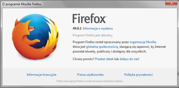 przeglądarka nie jest aktualna to pojawi się informacja o pobieranej aktualizacji.