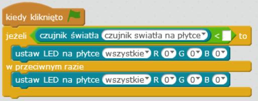 Kolory diod mogą być dowolne, ważne jest dobranie takich wartości, aby diody nie świeciły się, jeśli warunek nie zostanie spełniony.