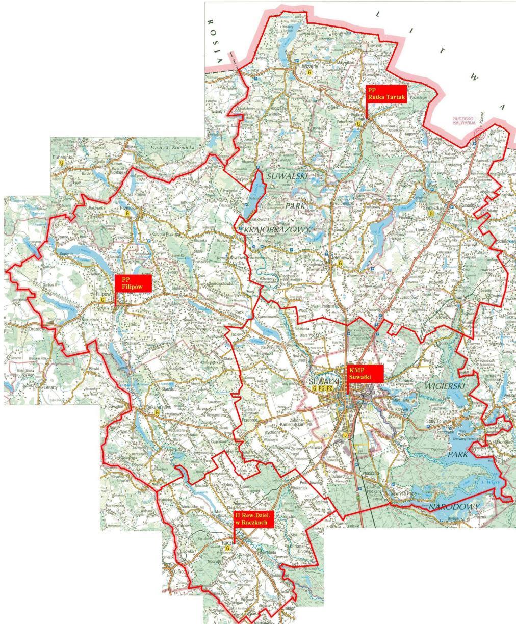 jednostek pozwala na efektywne i skuteczne wykorzystywanie dostępnych służb do codziennej obsługi zdarzeń i interwencji, co obrazuje poniższa mapa.