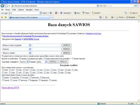 Baza danych SAWIOS Expertus WWW