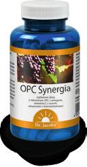 OPC Synergia Dla ochrony komórek, naczyń oraz tworzenia kolagenu ü ü Aż 60 mg super antyutleniacza OPC z czerwonych winogron w porcji ü ü 165 mg polifenoli z winogron, kory sosnowej oraz