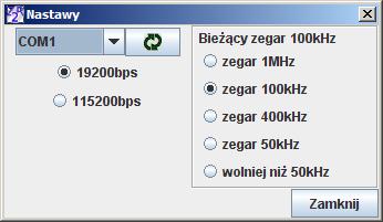 Ponieważ moduł ZR-2-MR pracuje na długich przewodach przez magistralę RS-485 interesuje nas tylko opcja środkowa SER2I2C na RS-232.