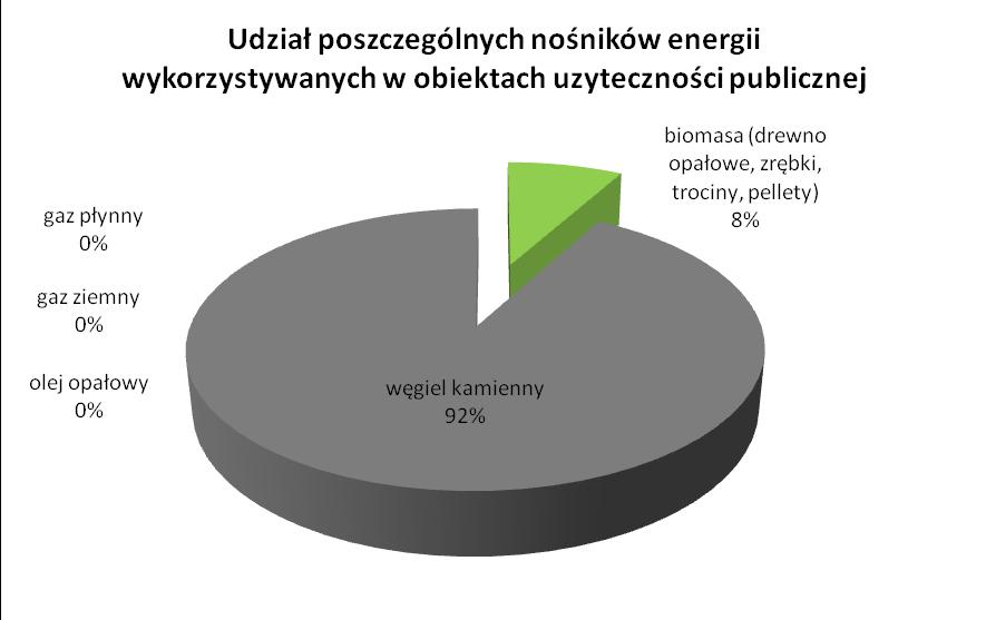 Rysunek 20. Udział poszczególnych nośników wykorzystywanych w sektorze obiektów użyteczności publicznej. 7.3.