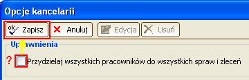 Uprawnienia (4) Zastanów się jaki typ uprawnień ma zostać wdrożony w Kancelarii.