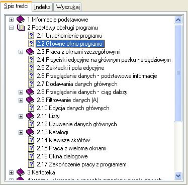 Elektroniczny system pomocy (2) W systemie pomocy można przejrzeć spis treści, w którym polecamy rozdziały: 2.