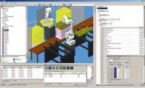 robota do programu i odwrotnie biblioteka gotowych elementów oraz możliwość importu modeli z programów CAD (pozwala to na szybkie i wygodne stworzenie dowolnej sceny) monitorowanie wejść i wyjść