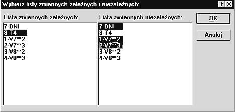 4 z 5 2007-05-09 23:22 Rys. 5. Okno wyboru zmiennych dla przykładowych danych Następnie jeszcze raz klikamy OK.