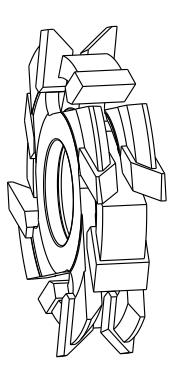 Id: 360-000512 Oznaczenie: 124x27x40 Ilość ostrzy: z4+z4+z4 n max: 10 600 RPM profilowanie krawędzi - fazowanie dwustronne