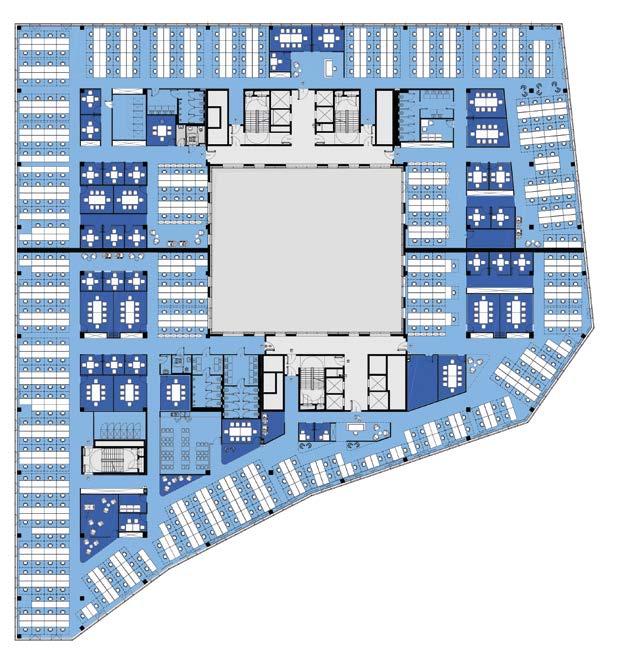 W wyniku połączenia można uzyskać ponad 3 400 m 2 powierzchni na jednej kondygnacji.