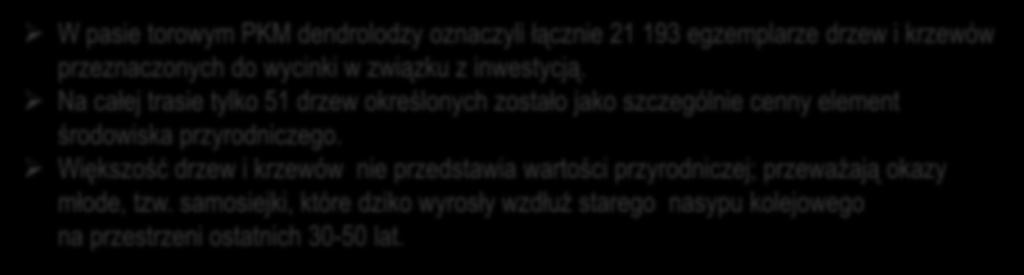 Na całej trasie tylko 51 drzew określonych zostało jako szczególnie cenny element środowiska przyrodniczego.