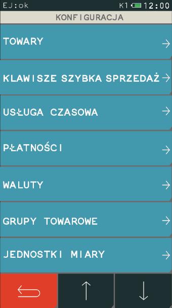 Wybierz pozycję ZESTAW RAPORTÓW Funkcje kierownika Konfiguracja FUNKCJE > FUNKCJE KIEROWNIKA > KONFIGURACJA Sposób konfiguracji jest identyczny dla większości funkcji z menu konfiguracja - podział na