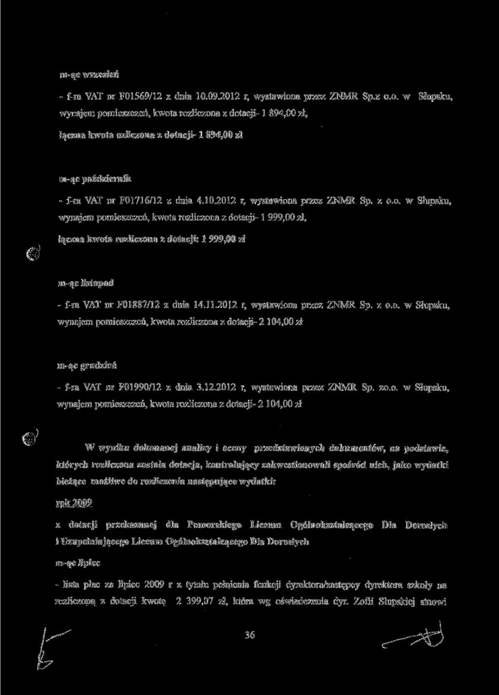 niąc wrzesień fra VAT nr F01569/12 z dnia 10.09.2012 r, wystawion