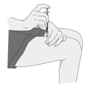 Podawanie wstrzyknięcia 22. Wybrać miejsce do wstrzykiwania na górnej części uda, w obrębie jamy brzusznej, na górnej części ramienia lub w obrębie pośladków.
