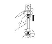 1,0 ml Powoli ponownie wciskać tłok do samego końca. Oznacza to, że cały lek jest teraz w fiolce.