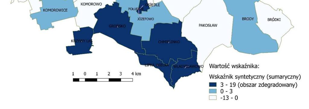 przestrzenno-funkcjonalne: 1 Jednostki referencyjne: Sołectwa, miasto podzielone na