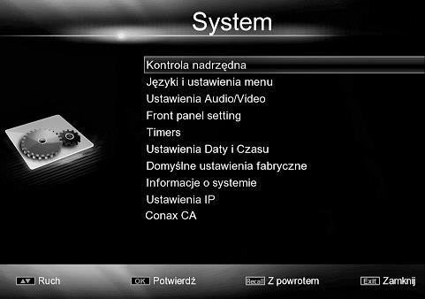 System Opcja menu