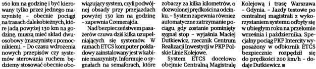 UTK skontroluje kolejarzy przed EURO 2012 Przedmiotem dzia³añ inspektorów z Oddzia³ów Terenowych UTK s¹ kontrole, które bêd¹