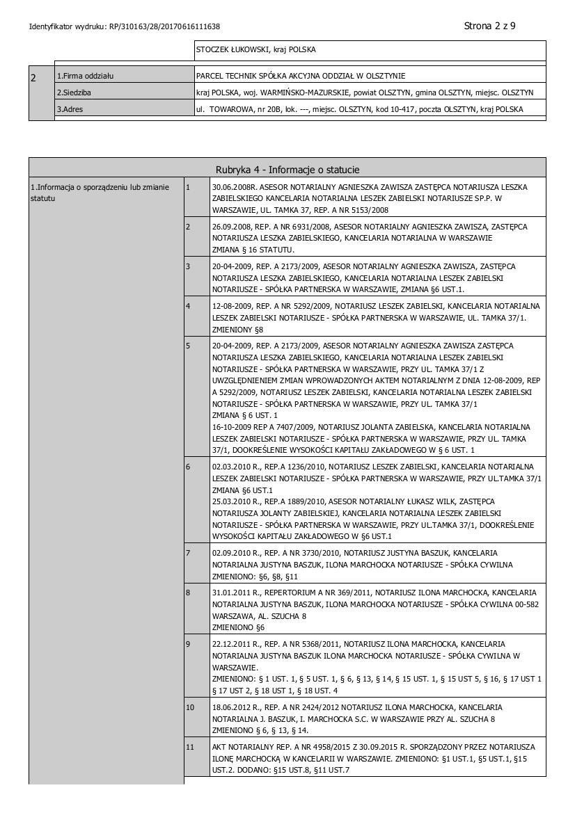 Dokument Informacyjny Parcel