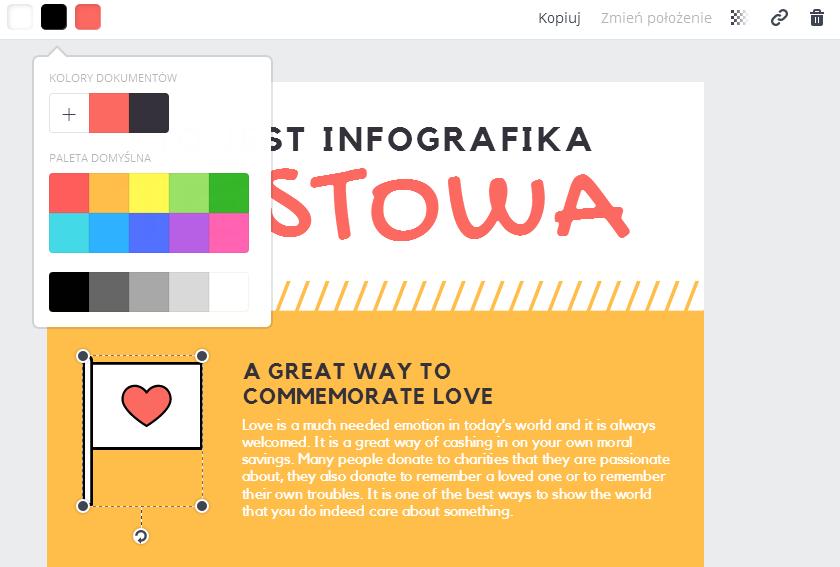 Elementy Do infografiki można także dodać własne elementy lub zastąpić dowolny element własnym