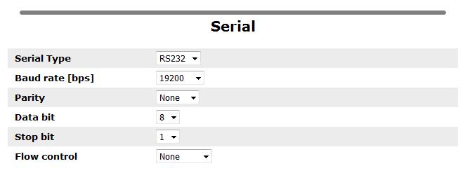 2.5. Konfiguracja transmisjii szeregowej Rodzaj komunikacji (Serial Type) Można wybrać: RS232, RS422 (full duplex) lub RS485 (half duplex).