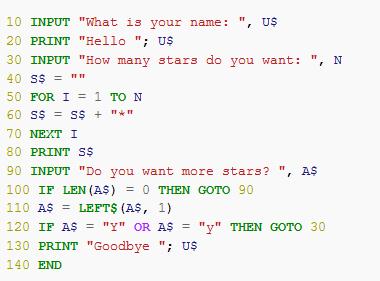 JĘZYKI PROGRAMOWANIA BASIC (Beginner's All-purpose Symbolic Instruction Code) o napisany (1964) w oparciu o Fortran i Algol; o założenia: łatwość użytkowania, wszechstronność zastosowań,