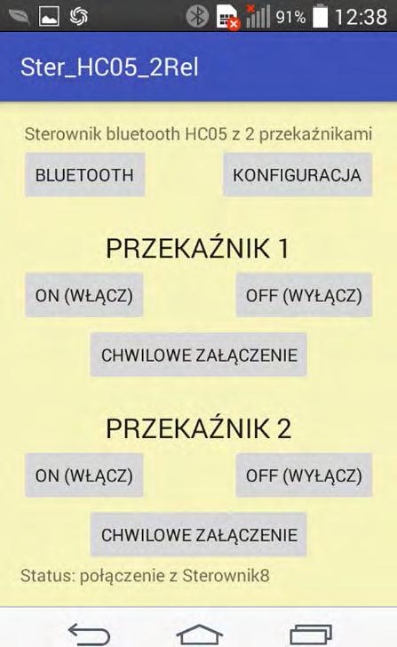 Program sterujący Ster_HC0_Rel Do sterowania zdalnym przełącznikiem wykonano aplikację dla urządzeń z systemem Android.
