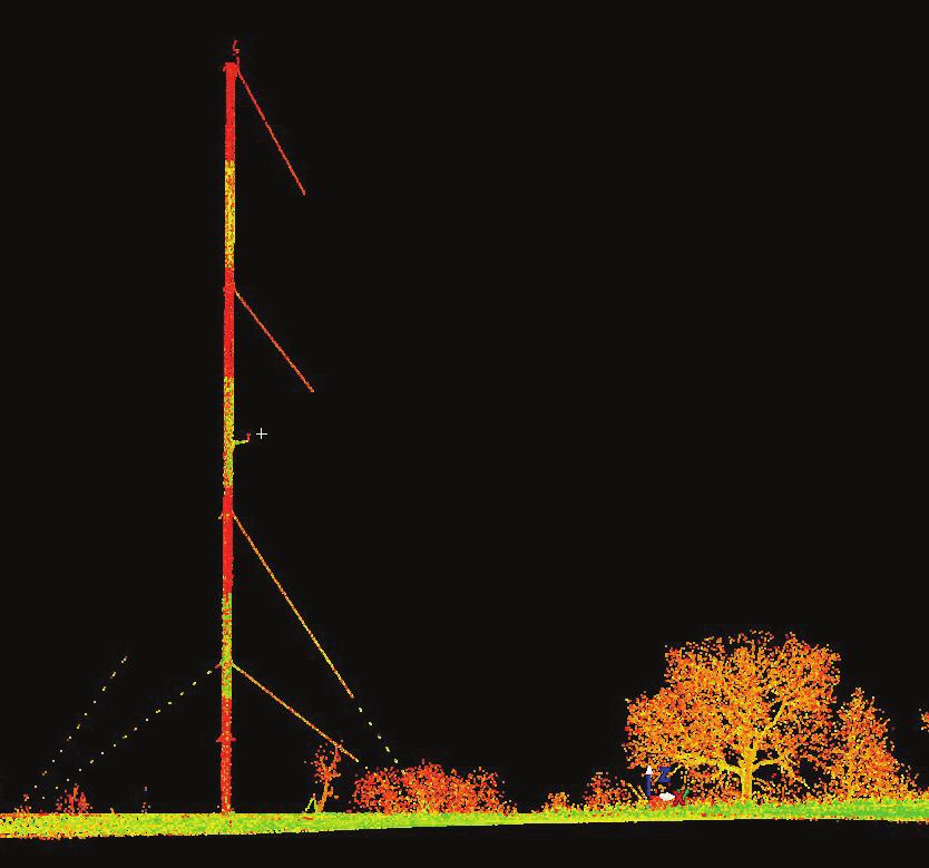 Rys. 5. Chmura punktów przedstawiająca konstrukcję masztu uzyskana z pomiaru skanerem laserowym Leica ScanStation Fig. 5. A point cloud representing the mast construction achieved by measurements with a laser scanner Leica ScanStation 6.