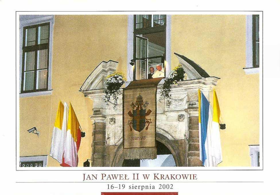 Cax-03 Brak Cax-03r Brak widokówka wydawca Alika. Jan Paweł II w Krakowie. 16 19 sierpnia 2002. Na rewersie: 16 sierpnia 2002.