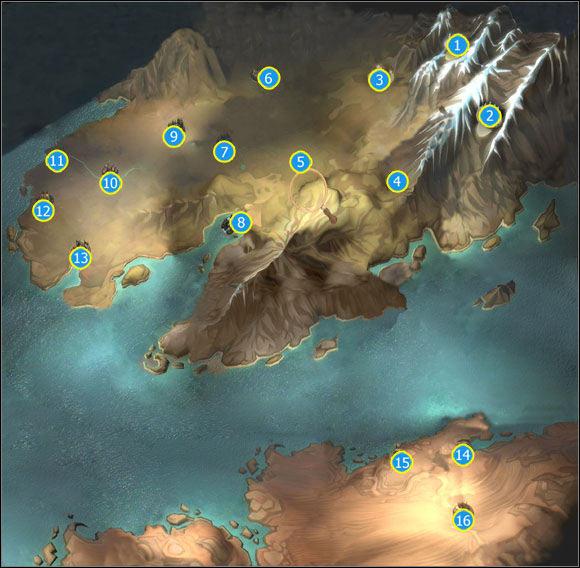 Mapa Świata 1.Dolina Mistpeak Znajdźki: Srebrne klucze (6), Złote klucze (1), Demoniczne Wrota (1), Gnomy (7), Książki (2) Zadania poboczne: Zwyczaje najemników 2.