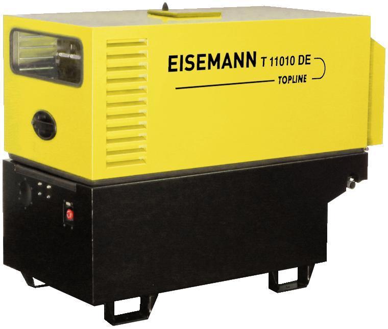 EISEMANN T 11010 DE TOPLINE IP 23 Elektryczna moc 3~ (cos 0,8) VA 11000 Elektryczna moc 1~ (cos 0,8) VA 4000 Elektryczna moc 3~ kw 8,8 Elektryczna moc 1~ kw 3,2 Napi cie 3~/1~ V 400/230 Pr d 3~ A