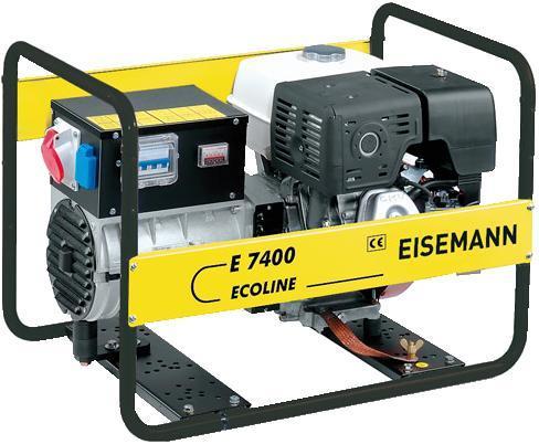 EISEMANN E 7400 ECOLINE IP 23 Elektryczna moc 3~ (cos 0,8) VA 6500 Elektryczna moc 1~ (cos 0,8) VA 2800 Elektryczna moc 3~ kw 5,2 Elektryczna moc 1~ kw 2,2 Napi cie 3~/1~ V 400/230 Pr d 3~ A 9,4