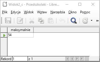 44. Zapisać zmiany i zamknąć okno; 45. W menu wybrać Widok a następnie Odśwież tabele; zapisać bazę danych 46.