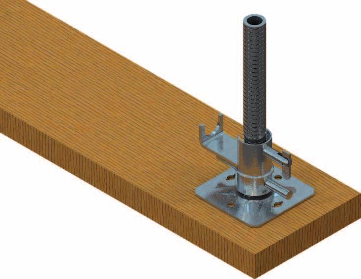 Podstawki należy ułożyć na odpowiednich podkładach drewnianych. Rozstaw podstawek można określać wg ułożonych na przygotowanym terenie poręczy rusztowania. Rys. 2.