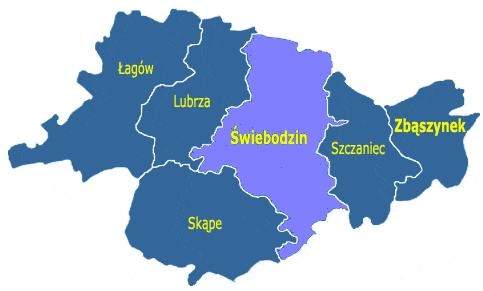 Świebodzin (źródło: www.gminy.pl) zajmuje powierzchnię 22 641 ha, w tym 1 693 ha - miasto Świebodzin.