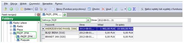 Lista PKZP i ZFM Pod drukarką są również dostępne