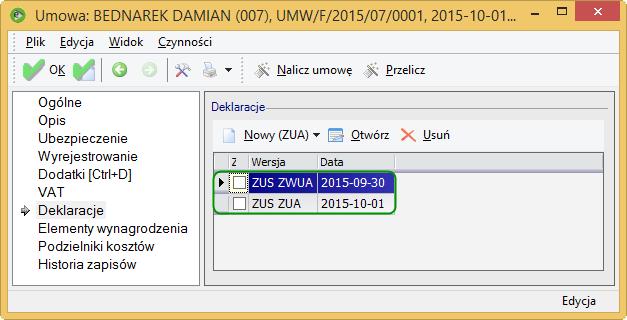 Parametry do deklaracji Po uzupełnieniu parametrów i akceptacji, zostaną przygotowane deklaracje do przerejestrowania zleceniobiorcy tj.